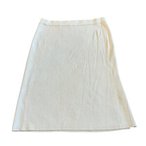 GSTQ White Ribbed Pencil Skirt Stretch Slit Comfort Casual Office Size XL Womens